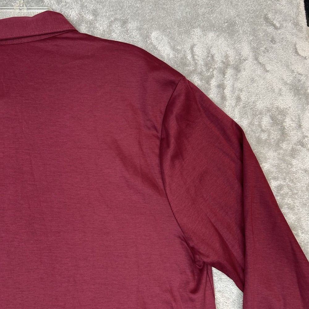 Charles Tyrwhitt Mens Medium Long Sleeves Polo Wine Red Shirt 100% Cotton Shirt - Picture 9 of 16